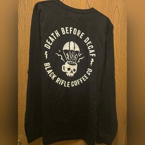 NWT Black Rifle Coffee Co. Death Before Decaf Black Long Sleeve Tee - Mens Large